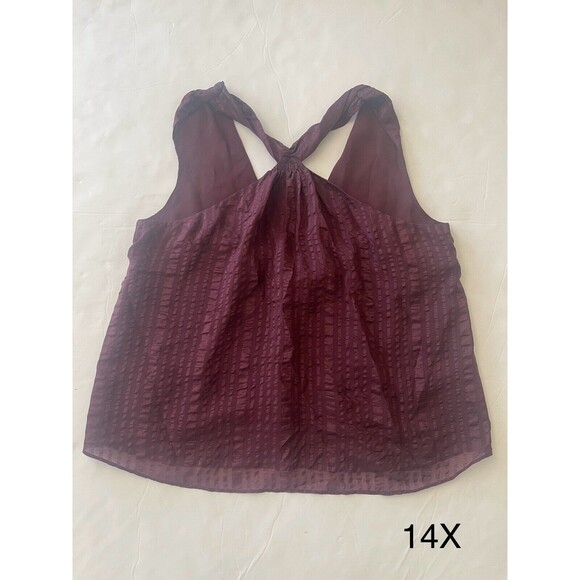 FRAME Draped Textured 100% Silk Halter Top in Cabernet Purple Sz XS NWT - Picture 2 of 8